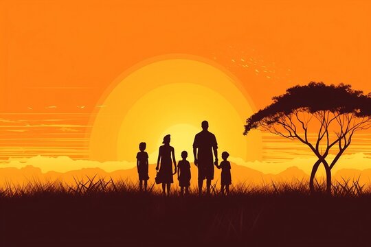 Family concept. Family sunset. Generative ai 