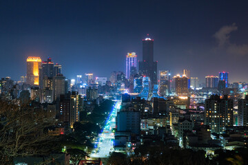 台湾 高雄市、寿山情人観景台から見る夜景
