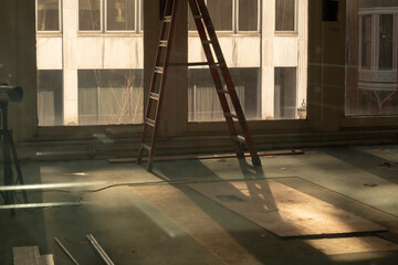 old construction in city building