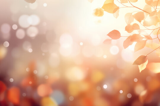 Autumn lights - fall or winter themed banner or hero image with soft vector bokeh in subtle warm colors, ideal as a background for promotional purposes (sale) or as website
