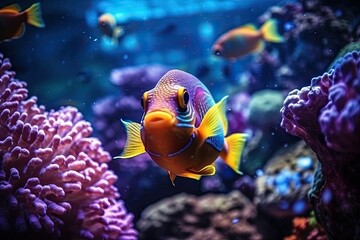 Fototapeta na wymiar Colorful tropical fish coral , generative ai