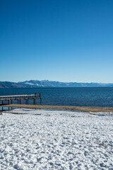 View of theIncline Public Beach in Washoe County, Nevada in the winter