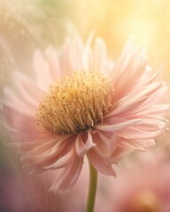 Beauty of nature with a macro lens. Capturing the intricate details of a blooming flower during the golden hour. Dreamy photographic style. Generative Ai