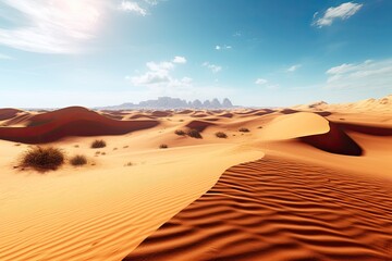 Fototapeta na wymiar Sand dunes in the desert - GENERATIVE AI