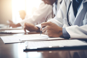 doctor fills out medical history