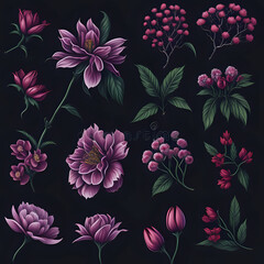 seamless pattern with flowers, pink, 