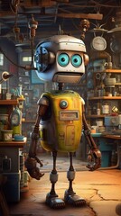 Fototapeta premium A cyborg humanoid robot in a futuristic setting, Generative AI