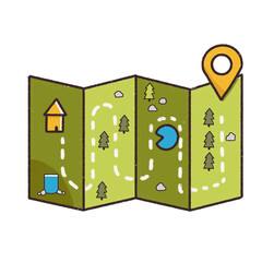 Camping map. Summer camp background.  nature clip art or infographic elements with mountains, trees