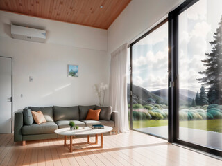 Living room in Scandinavian style. Generative AI