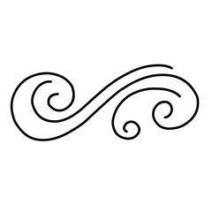 Calligraphic swirl ornament, line style flourishes.