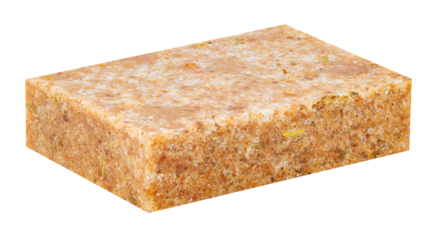 Beef briquetted broth cube salt, isolated on transparent background .