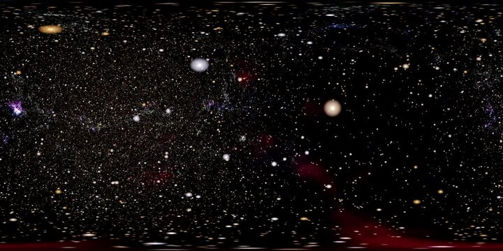 360 VR Space 3005: Virtual reality video flying through star fields in space (Loop).