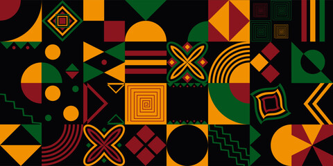 Abstract modern background with geometric shapes.Set of geometric elements. Black history month. 
