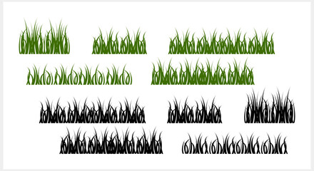 Borders. Blacke and green grass. Tufts of grass. Vector stock illustration EPS 10