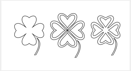 Irish traditional clover icon Sketch clipart set Vector stock illustration EPS 10