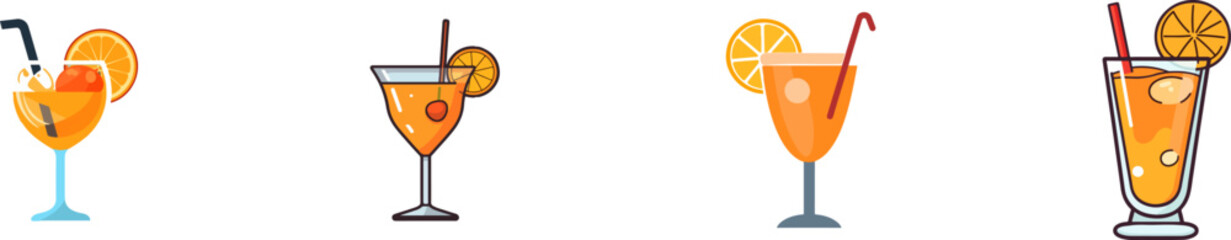 Set of Orange Juice summer drink