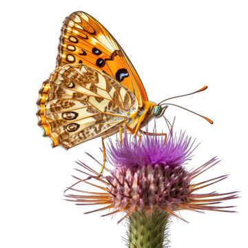 Meadow fritillary butterfly -  Boloria bellona 1. Transparent PNG. Generative AI