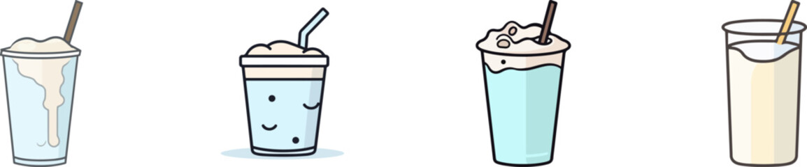 set of fresh milk drink