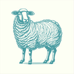 Hand drawn sheep. Vintage woodcut engraving style vector illustration.	
