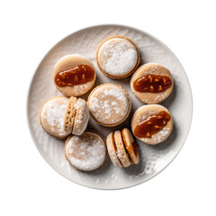 Alfajores Shortbread Cookies Filled With Dulce De Leche, Peruvian Cuisine. Isolated On Transparent Background, Png. Generative AI