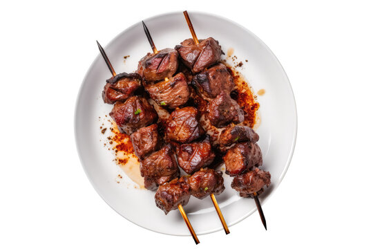 Anticuchos Grilled Skewered Meat, Peruvian Cuisine. Isolated On Transparent Background, Png. Generative AI