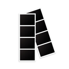 4 Pictures of Vertical Blank Photo Strip, Photo Frame Photography Vector Template