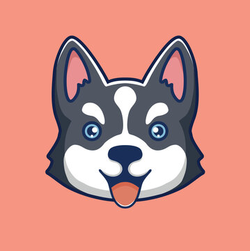 cute cartoon husky dog portrait