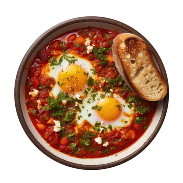 Shakshuka, Moroccan Cuisine. Isolated On Transparent Background, Png. Generative AI