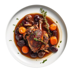 Coq Au Vin France European Cuisine. Isolated On Transparent Background, Png. Generative AI - obrazy, fototapety, plakaty