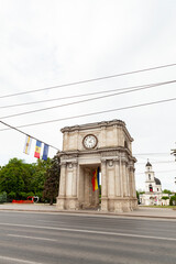 Triumphal arch in the center of Chisinau, Moldova