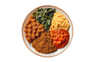 Tere Segawat Ethiopian Cuisine. Isolated On Transparent Background, Png. Generative AI - obrazy, fototapety, plakaty