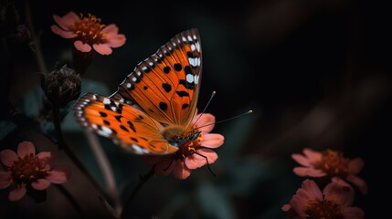 Fototapeta na wymiar orange butterfly on flower, created with generative ai tools