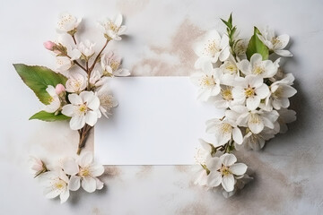 mockup white paper with flower flower arrangement over a texturated layflat