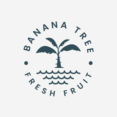 banana tree with water logo vintage vector illustration template design