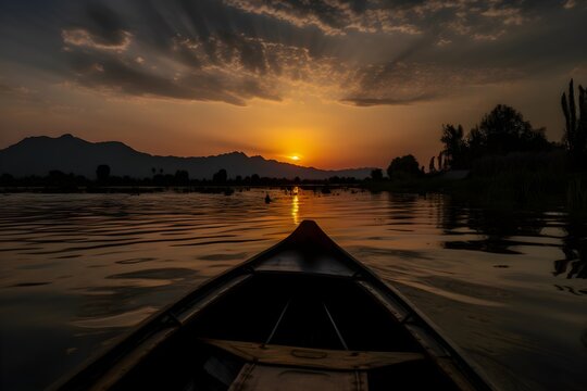 "Sunset Shikara Ride on Dal Lake in Kashmir"