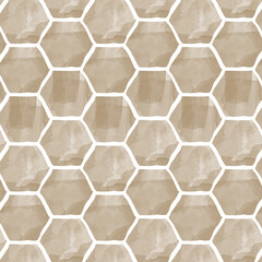 Hexagons background pattern brown color grunge style seamless