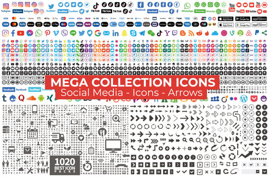 Mega collection Icons : Social Media, icons, Arrows
