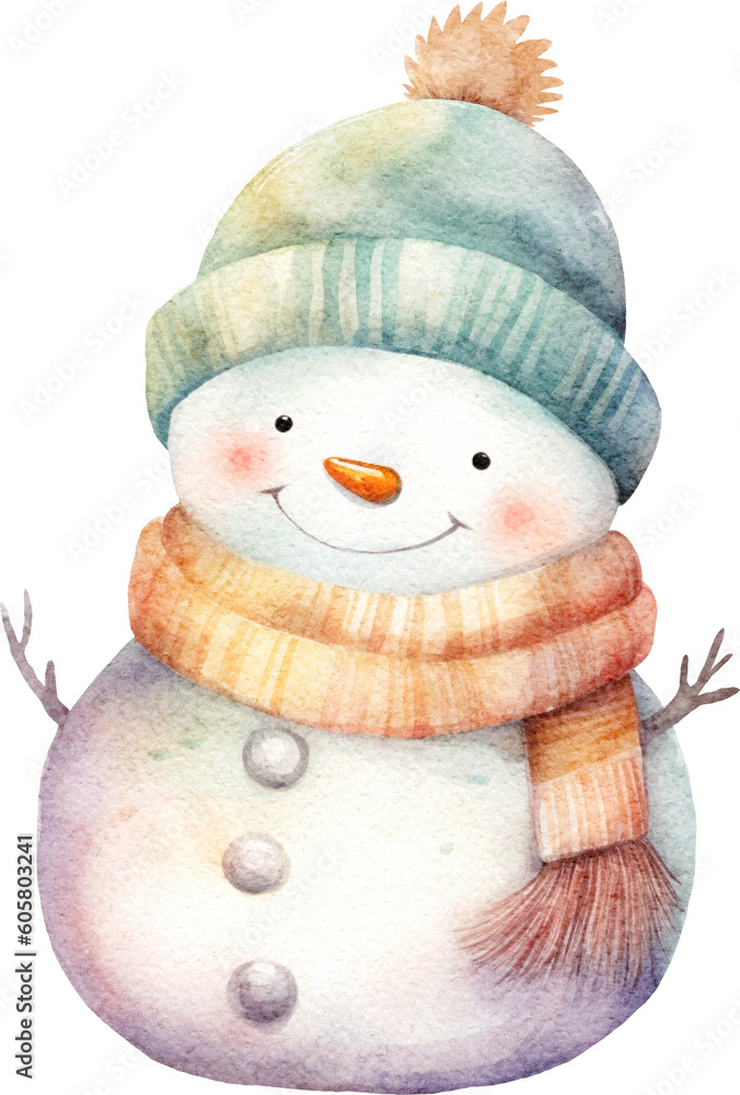 Aufkleber snowman whimsical illustration created with generative ai technology
