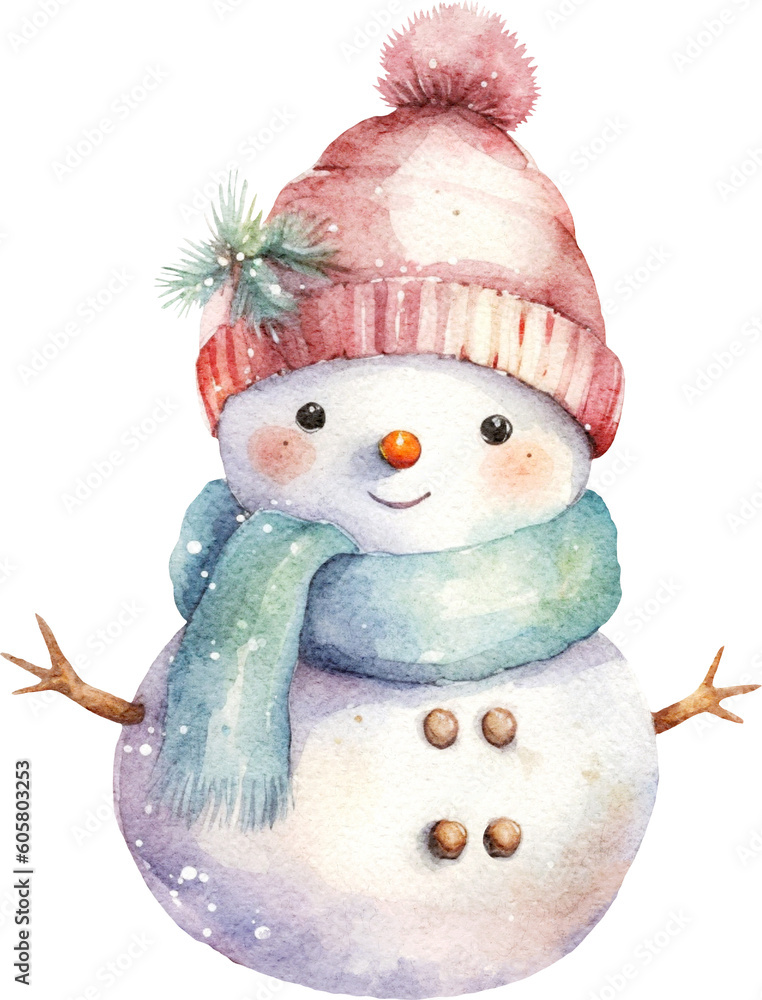 Aufkleber snowman whimsical illustration created with generative ai technology