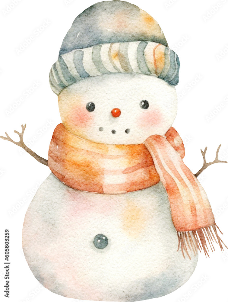 Poster snowman whimsical illustration created with generative ai technology