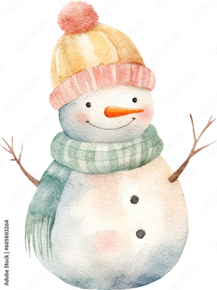 Aufkleber snowman whimsical illustration created with generative ai technology