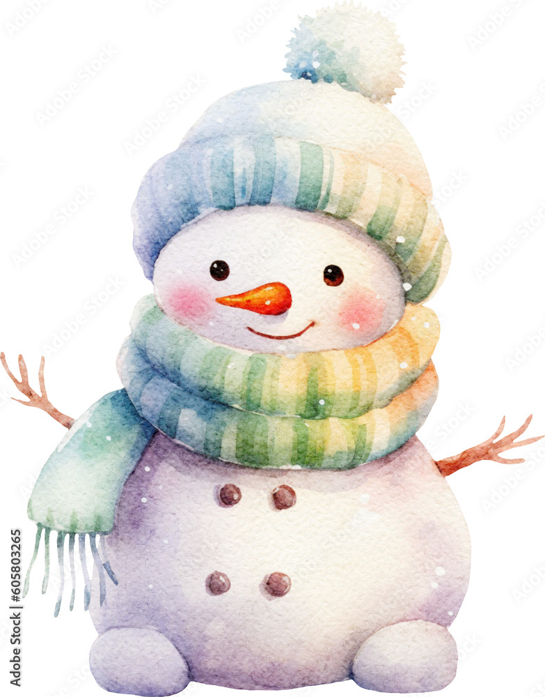Aufkleber snowman whimsical illustration created with generative ai technology