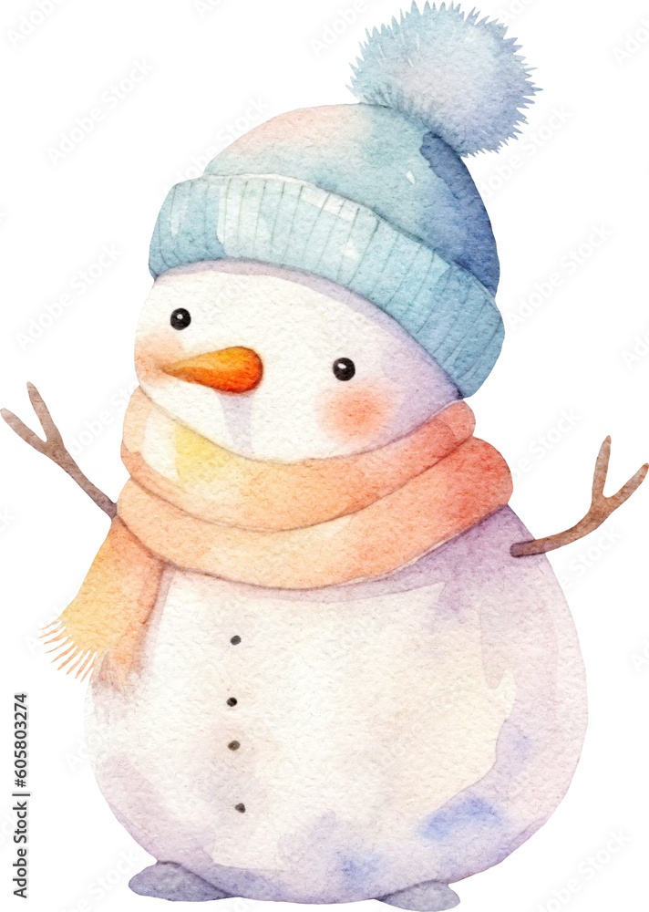 Poster snowman whimsical illustration created with generative ai technology