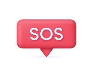 3D SOS Emergency icon. Emergency alarm. SOS help service.