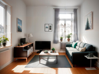  Living room in Scandinavian style. Generative AI - 605804210