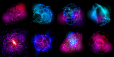 Nebula, galaxy, universe illustration. Vector cosmic cloud stardust space