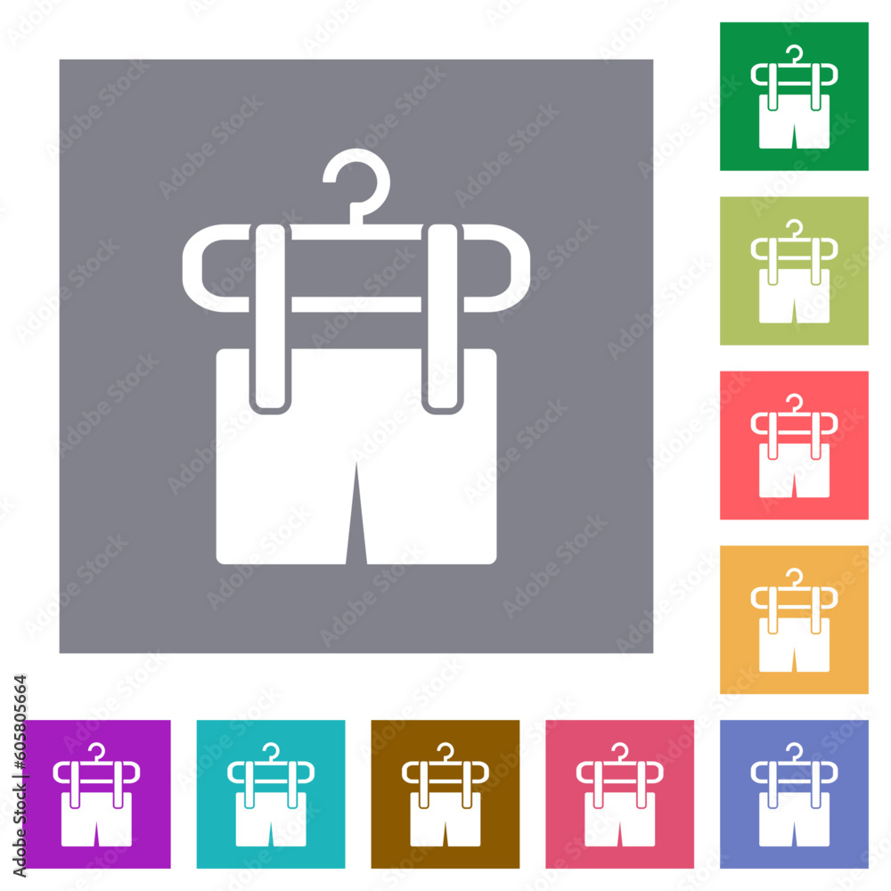 Poster shorts on the clothes dryer square flat icons