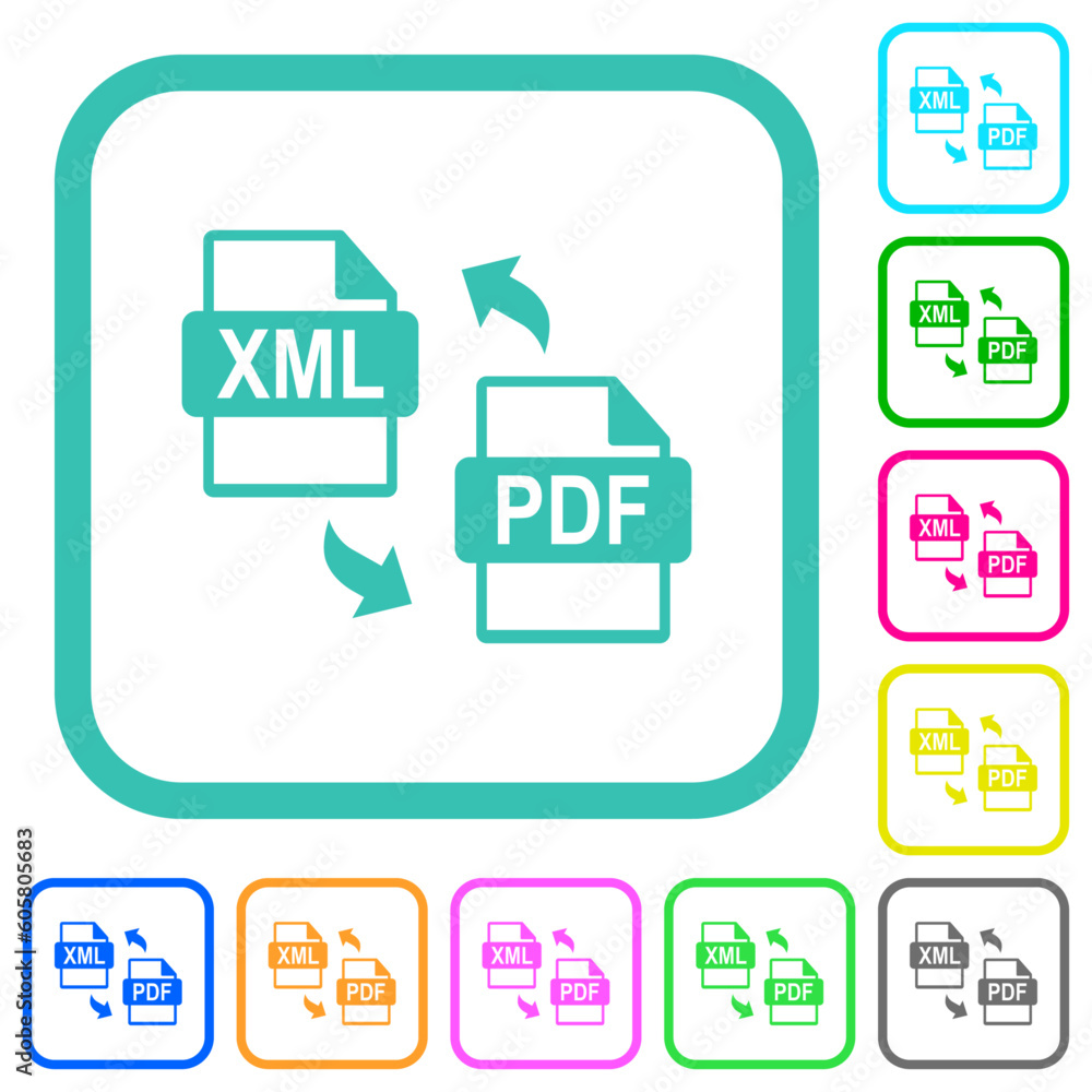 Poster xml pdf file conversion vivid colored flat icons