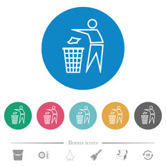 Tidy man outline flat round icons