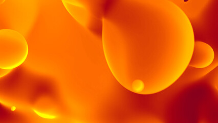yellow and orange fantastic morphed liquid like lava lamp - abstract 3D rendering